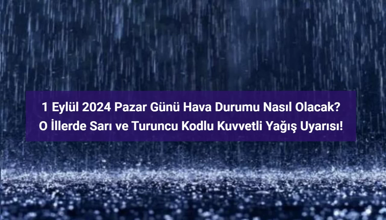 1 Eylül İçin 'Sarı' ve 'Turuncu' Kodlu Kuvvetli Yağış Uyarısı Verilen İller