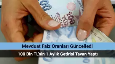 Mevduat Faiz Oranları Güncelledi: 100 Bin TL'nin 1 Aylık Getirisi Tavan Yaptı