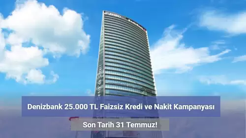 Denizbank 25.000 TL Faizsiz Kredi Kampanyası Başlattı!